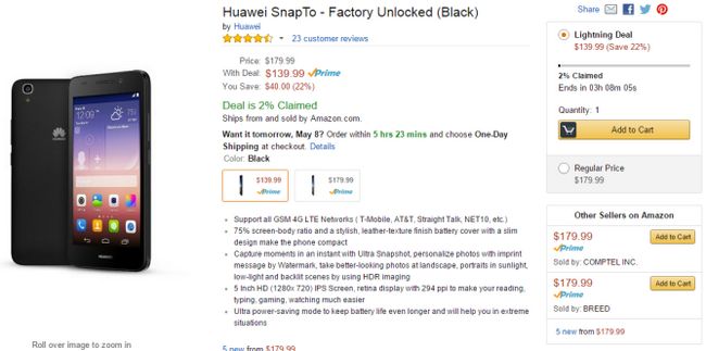 Fotografía - [Offre Alerte] Unlocked Huawei SnapTo Disponible Comme Amazon foudre pacte pour 139,99 $ (40 $ de rabais)